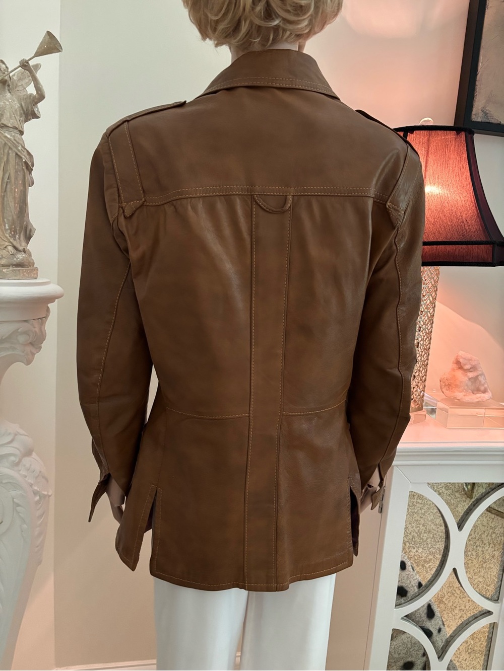 Zara Brown Leather Button-Front Jacket - Picture 7 of 15